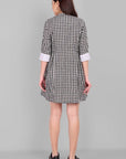 Checked Cotton Button Front Dress
