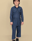 Cotton Linen Pathani Style Blue