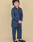 Cotton Linen Pathani Style Blue