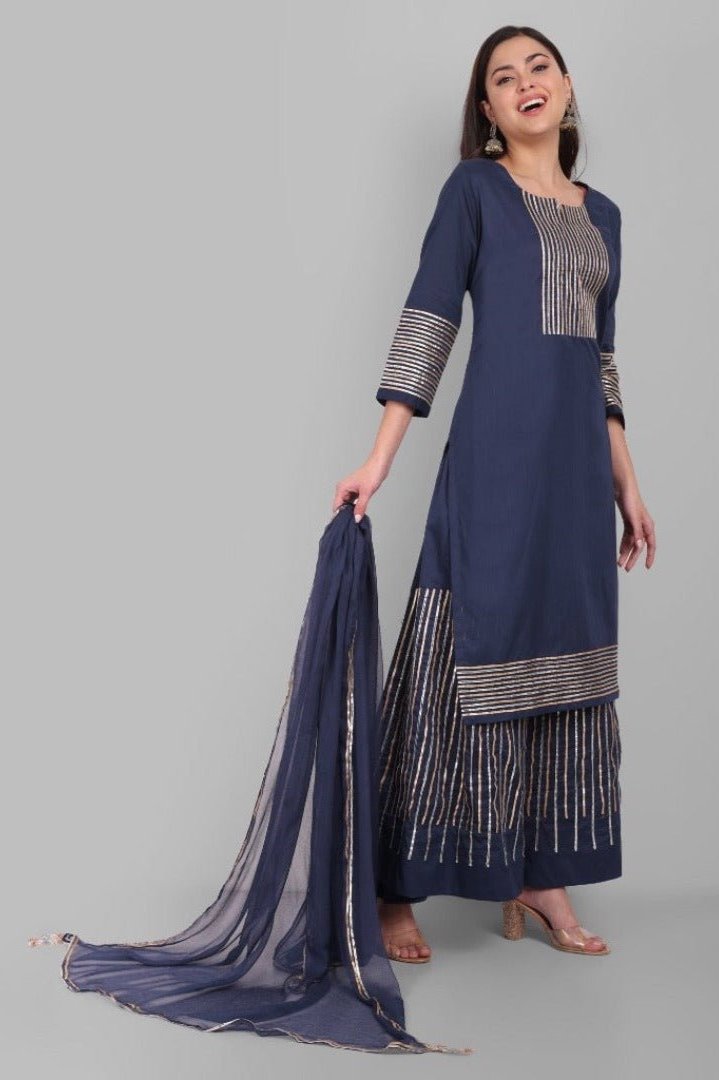 Dhanak Blue Kurta and Sharara