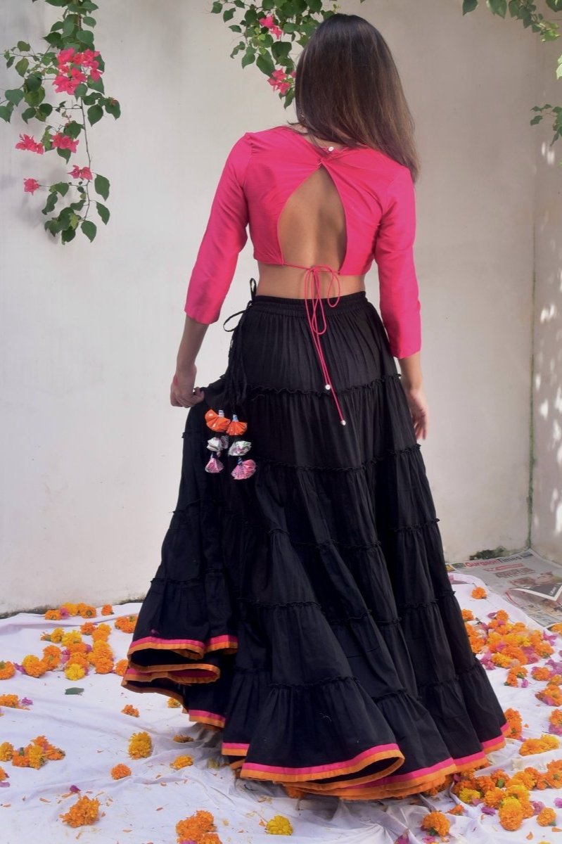 Pink and Black Skirt Trendy Pink Skirt For Women Online – Mera Rang