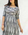 Gray Ikkat Knee-length Dress