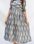 Gray Ikkat Knee-length Dress Online