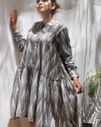 Gray Ikkat Knee Length Tennis Dress Online