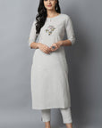 Gray Love-birds Kurta Pants Set