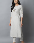 Grey Polka Lovebirds Kurta Set