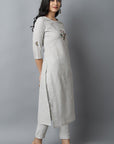 Grey Bird Printed Kurta Set