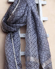 Slate Gray Gray Pure Gossamer Silk Printed Dupatta