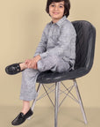 Tan Gray Textured Soft Cotton Pathani Kurta and Shalwar