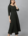 Gray Green Anarika Rayon Kurta Dress