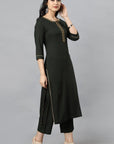 Black Green Jehlum Kurta Pants Set