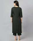 Dark Slate Gray Green Jehlum Kurta Pants Set