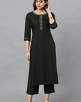Black Green Jehlum Kurta Pants Set