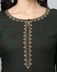 Wheat Green Jehlum Kurta Pants Set