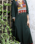 Dark Slate Gray Green Laila Patchwork Kurta
