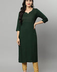 Dark Slate Gray Green Rayon Sonapani Kurta