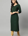 Dark Slate Gray Green Rayon Sonapani Kurta