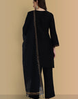 Handcrafted Black Textured Silk Co-Ord - Set of 3