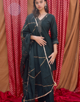Handcrafted Bottle Green Embroidered Co-Ord - Set of 2