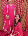 Handcrafted Hot Pink Embroidered Co-Ord - Set of 2