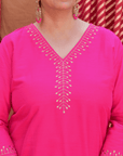 Handcrafted Hot Pink Embroidered Co-Ord - Set of 2