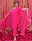 Handcrafted Hot Pink Embroidered Co-Ord - Set of 2