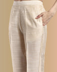 Handcrafted Offwhite Textured Silk Co-Ord - Set of 3