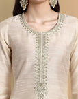 Handcrafted Offwhite Textured Silk Co-Ord - Set of 3