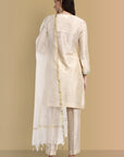 Handcrafted Offwhite Textured Silk Co-Ord - Set of 3