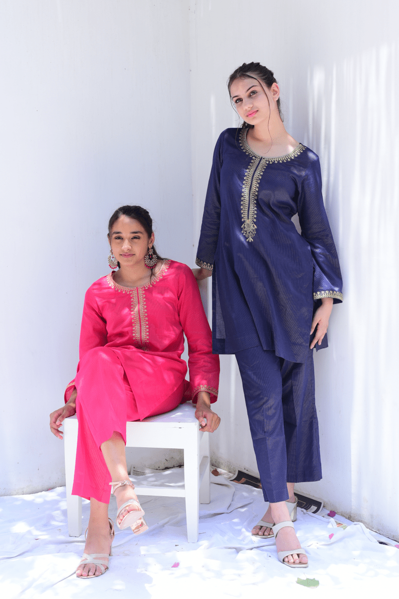 Hot Pink Co-Ord with Embroidery - Set of 2