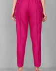 Hot Pink Straight Cotton Silk Pant with Pockets - Mera Rang