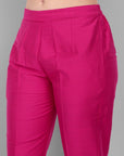 Hot Pink Straight Cotton Silk Pant with Pockets - Mera Rang