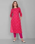 Hot Pink Straight Cotton Silk Pant with Pockets - Mera Rang
