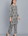 Dark Gray Ikkat Co-Ord set