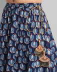 Indigo Kalidaar Cotton Skirt For Women