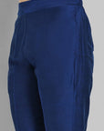 Ink Blue Straight Cotton Silk Pant with Pockets