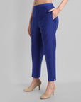 Gray Blue Silk Lapel Kurta Pants Set