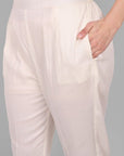 White Cotton Straight Pant with Pockets - Mera Rang