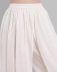 Light Gray Basic White Cotton Tulip Pants