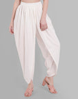 Gray Basic White Cotton Tulip Pants