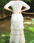 Beige Off-White Maharani Kurti Gharara Set