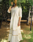 Bisque Off-White Maharani Kurti Gharara Set
