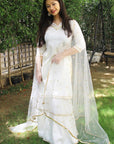 Beige Off-White Maharani Kurti Gharara Set