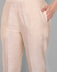 Ivory Straight Cotton Silk Pant with Pockets - Mera Rang