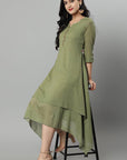 Dim Gray Khaki Mul Cotton Hunter Dress
