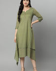Dark Khaki Khaki Mul Cotton Hunter Dress