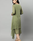 Dim Gray Khaki Mul Cotton Hunter Dress