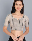 Dark Gray Kora Ikkat Weaved Blouse