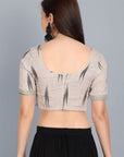 Dark Gray Kora Ikkat Weaved Blouse