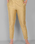 Light Gold Cotton Silk Pant with Pockets - Mera Rang